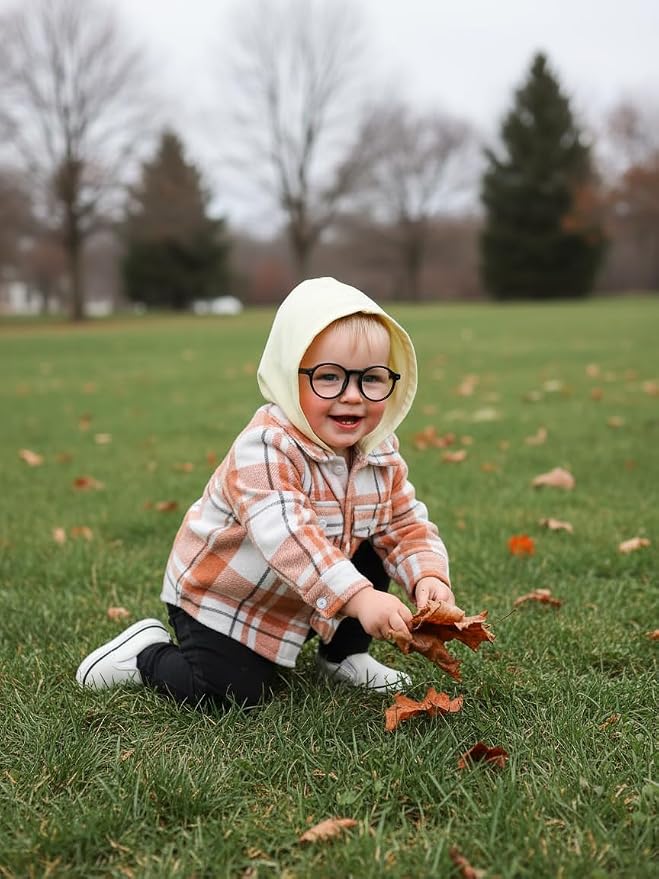 YOUNGER STAR Toddler Kids Boys Girls Flannel Hooded Plaid Shirt Button Baby Red - Image 2