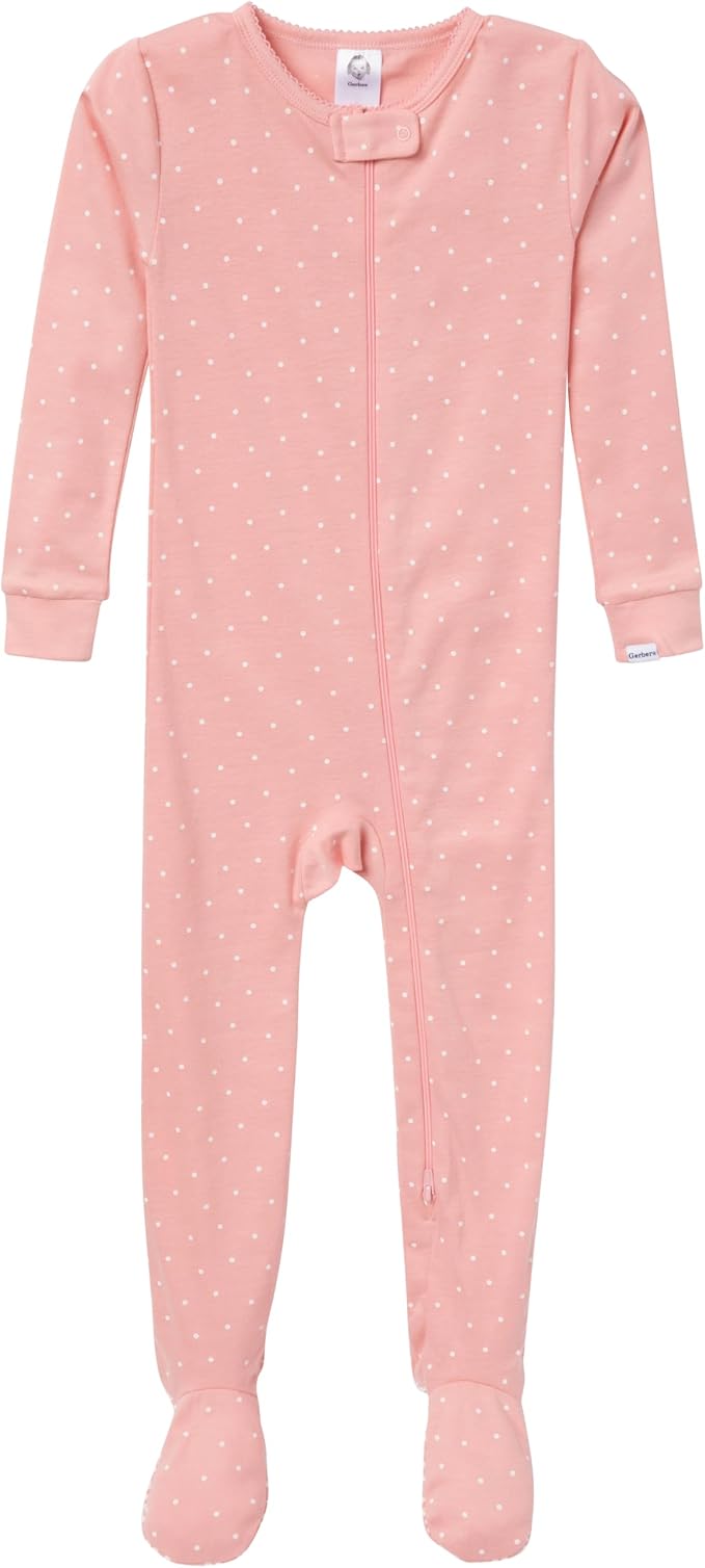 Gerber Baby Girls 4-pack Footed Pajamas - Image 2