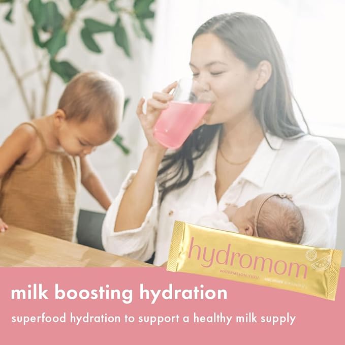 Boobie Hydromom Superfood Electrolyte Drink Mix, Watermelon Yuzu | Refreshing Energy & Hydration Boost for Mamas | On-The-Go & Travel Essentials for Pregnancy, Lactation, & Beyond, 10 Packets