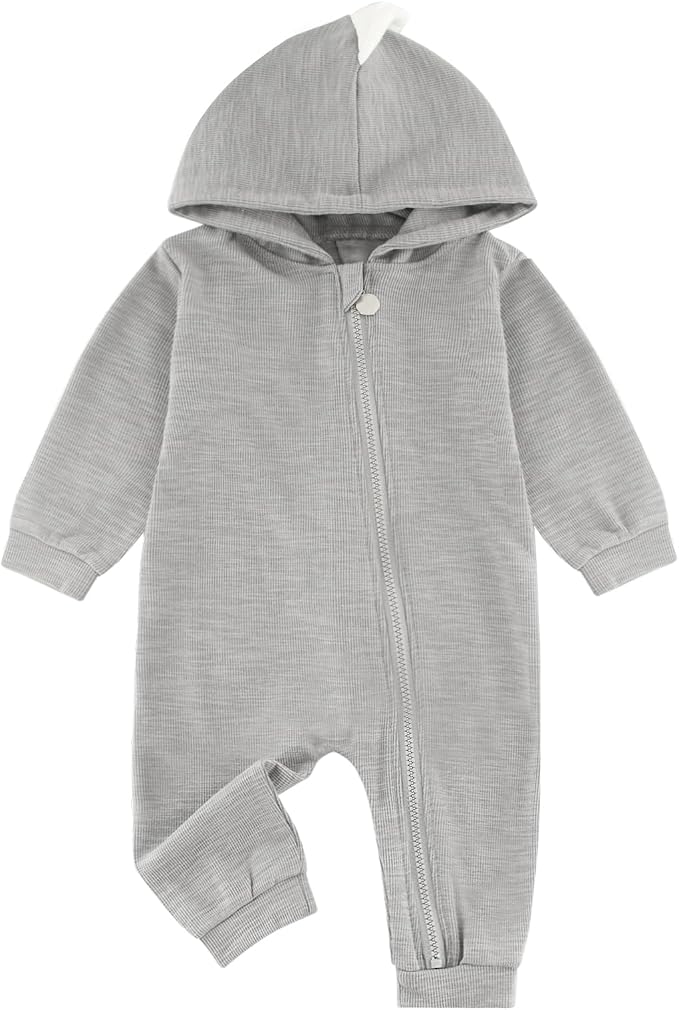 Baby Jumpsuit Hoodie Romper Zipper Long Sleeve One Piece Outfits Warm Clothes by GLEAMINGGRAIN