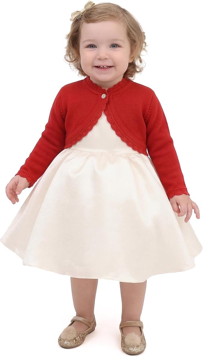 Lilax Little Girls' Knit Long Sleeve Button Closure Bolero Cardigan Shrug - Image 7
