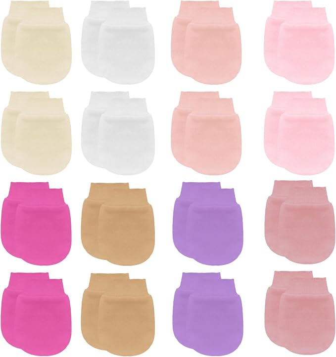 16 Pairs Newborn Baby Cotton Mittens No Scratch Gloves Newborn Mittens Infant by Unknown