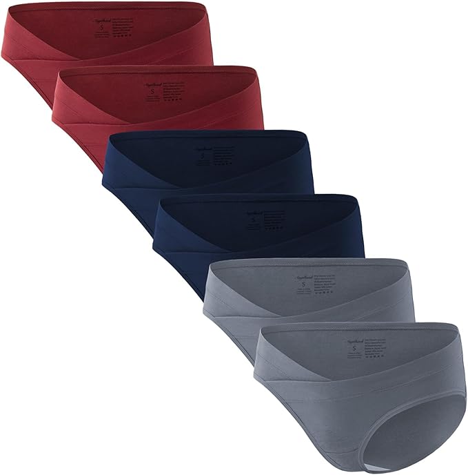 Angelhood 6 Pack Womens Cotton Maternity Underwear,Healthy Maternity Pregnancy Panties Postpartum Mother Under Bump Underwear