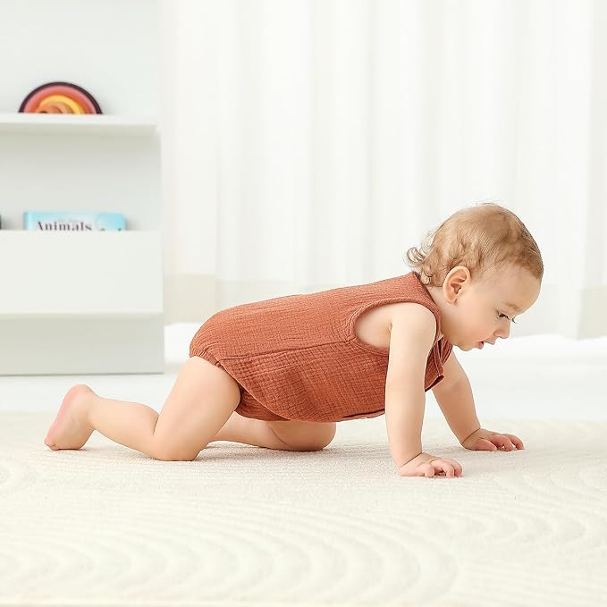 Baby Boy Romper 3 Pack Sleeveless Cotton Linen Tank Top Bodysuit | Breathable - Image 5