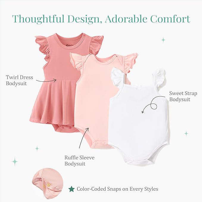 PATPAT Baby Girl Bamboo Viscose Bodysuits Set - Image 5