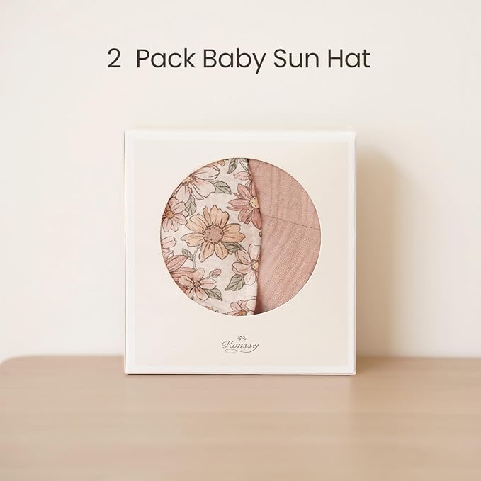 Konssy 2-Pack Muslin Baby Girl Sun Hats - Image 3