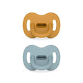 Color Essence SX PRO Silicone Baby Pacifier 2Pk, Made with 100% Soft Silicone, Baby Essentials Perfect for Breastfeeding Babies, Designed in Spain, 6-18 Mths, Mustard/Blue