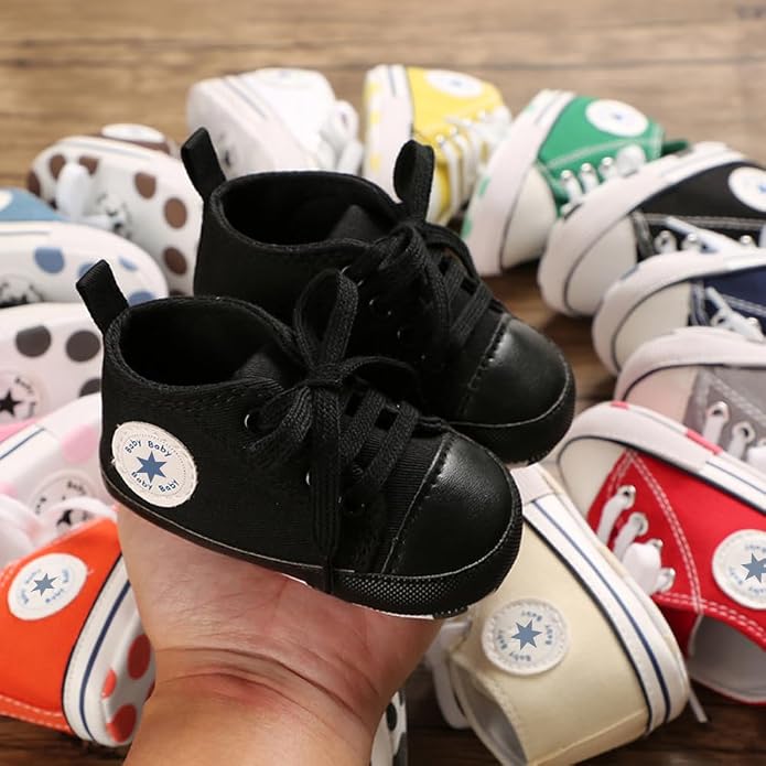 Unisex Baby Girls Boys Canvas High-top Shoes, Newborn Infant Anti-Slip Soft - Image 3