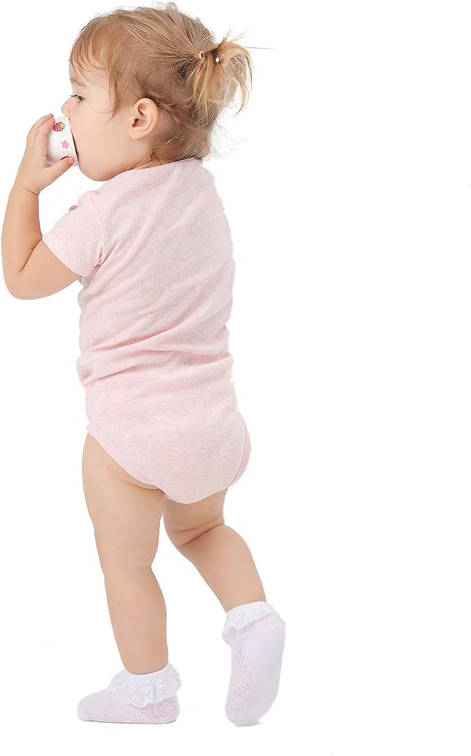 EPEIUS Baby Girl Ruffle Socks, Eyelet Frilly Lace Socks - Image 4