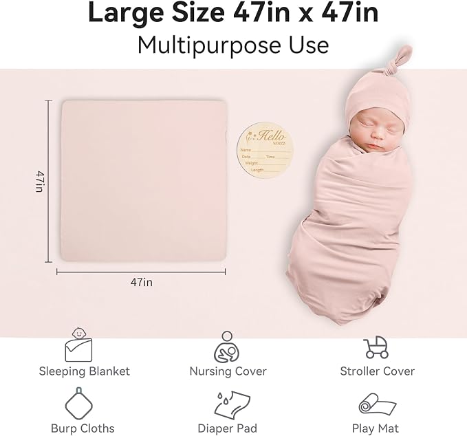 BubblePanda Rayon Made from Bamboo Newborn Swaddle Blankets 47"x47" 2-Packs | - Image 2