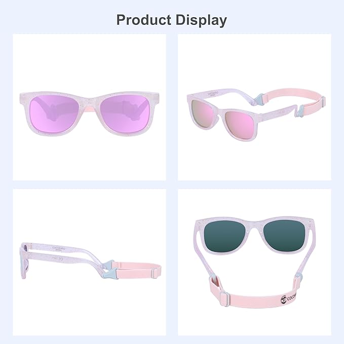 COCOSAND Flexible Baby Sunglasses with Strap Polarized UV Protection for Toddler Infant Newborn Boy Girl Age 0-24 Months