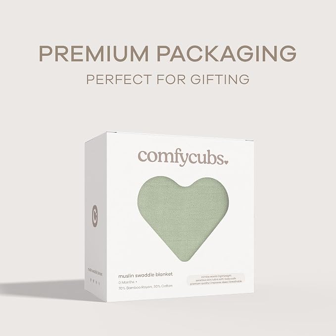 Comfy Cubs Muslin Swaddle Blankets Pack of 1, 47 x 47 Inch Soft Cotton Baby - Image 4