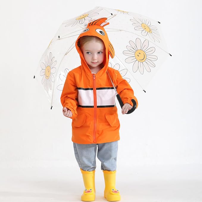 YOUNGER TREE Toddler Baby Boy Girl Duck Raincoat Cute Cartoon Hoodie Zipper - Image 5