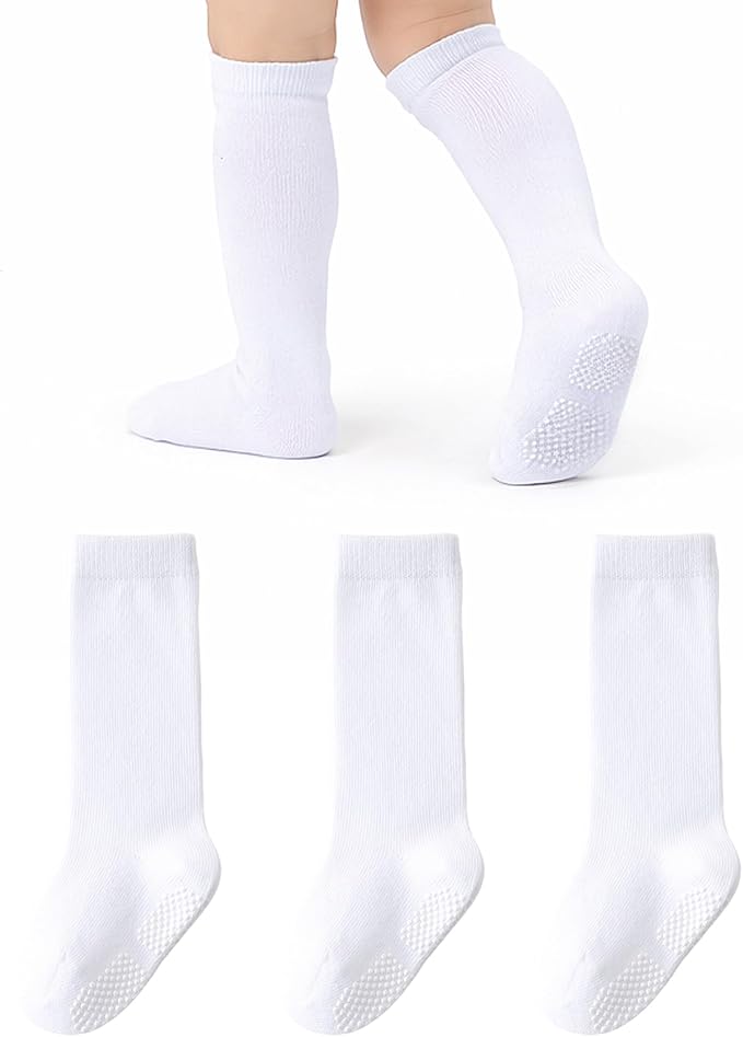 Baby Knee High Socks Toddler Seamless Cotton Non Slip Long Socks 3/5 Pairs by Miniangel