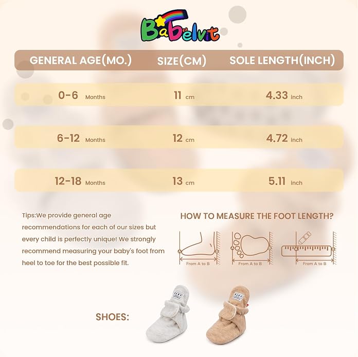 Babelvit Newborn Baby Boy Girl Soft Fleece Booties Stay On Infant Slippers - Image 6