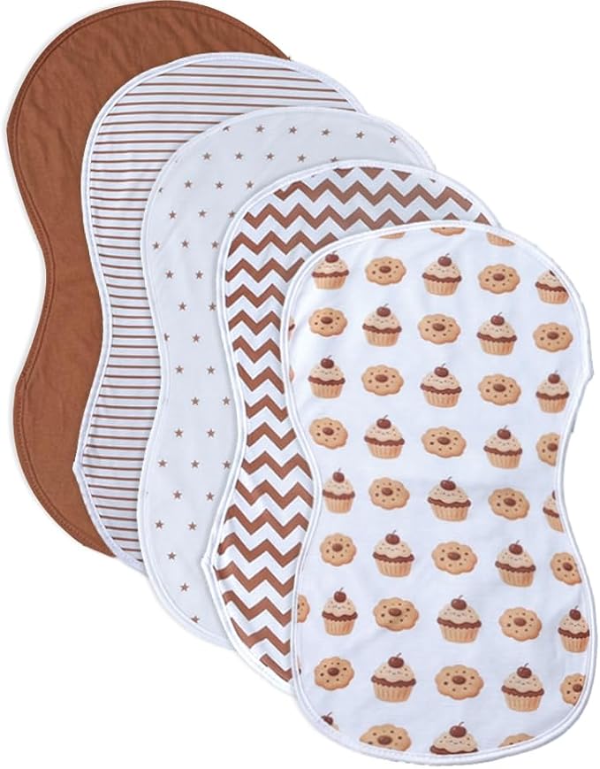 sleepyturtle Pack of 5, Baby Burp Cloths, Soft and Absorbent by sleepyturtle