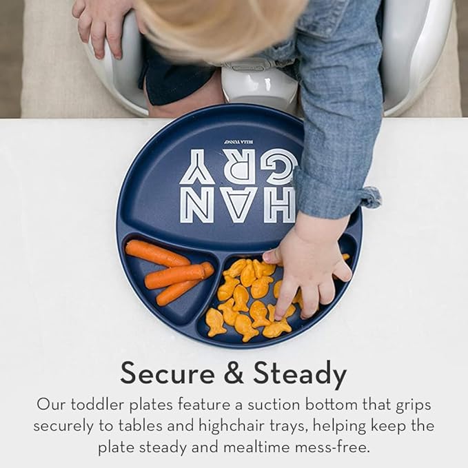 Bella Tunno Wonder Baby Plates – Silicone Suction Plates for Baby, Toddler, & Kids, Great for Baby Led Weaning, BPA Free, Kid and Baby Must Haves, 3 Sections (Happy Meal)