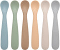 Baby Spoons, 6 Pack First Stage Silicone Feeding Spoons, Soft Tip Feeding Baby Utensils, Baby Led Weaning Supplies Training Spoons, Dishwasher and Boil Safe