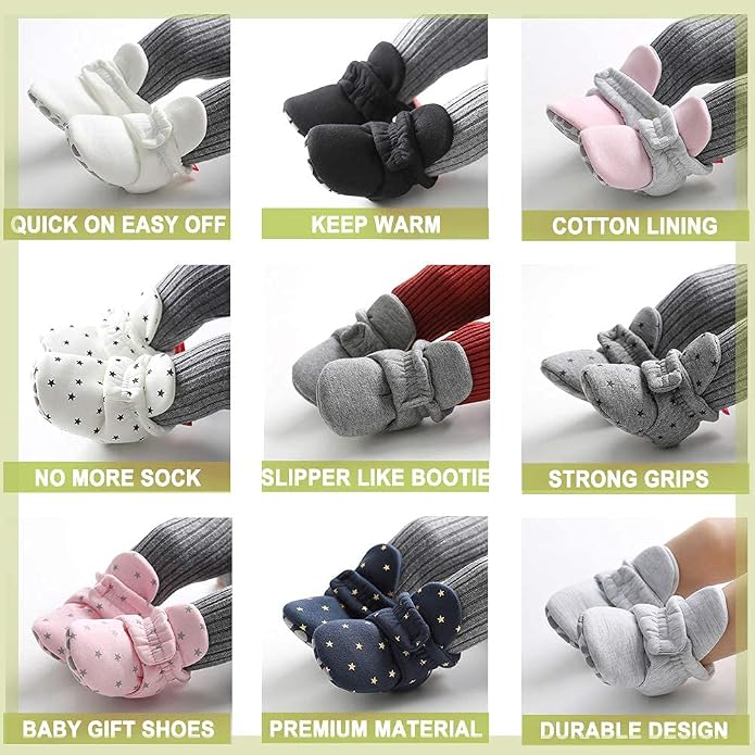 Babelvit Newborn Baby Boy Girl Soft Fleece Booties Stay On Infant Slippers - Image 3