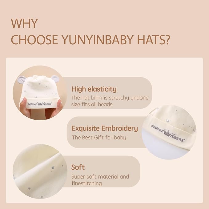 3 Pack Newborn Hats Infant Beanies - Image 6