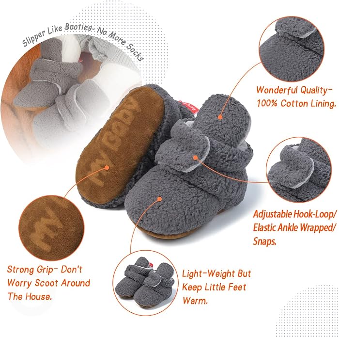 Sawimlgy Newborn Infant Baby Girl Boy Cotton Booties Stay On Sock Slippers Soft - Image 5