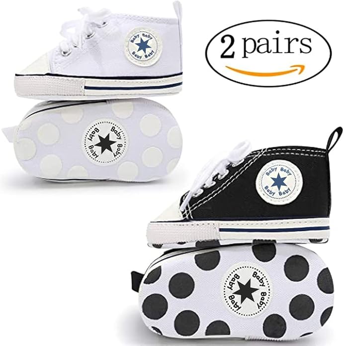 Unisex Baby Girls Boys Canvas High-top Shoes, Newborn Infant Anti-Slip Soft - Image 3