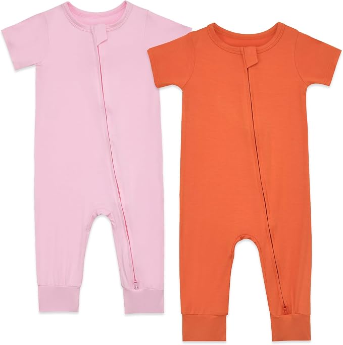 Aablexema Baby Short Sleeve Romper Bamboo Rayon Pajamas | Infant Summer Jumpsuit by Aablexema