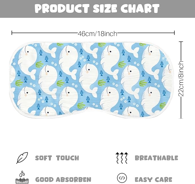 6 Pack Ocean Theme Baby Burp Cloths, 20x10 Contoured Burp Rags - Image 6