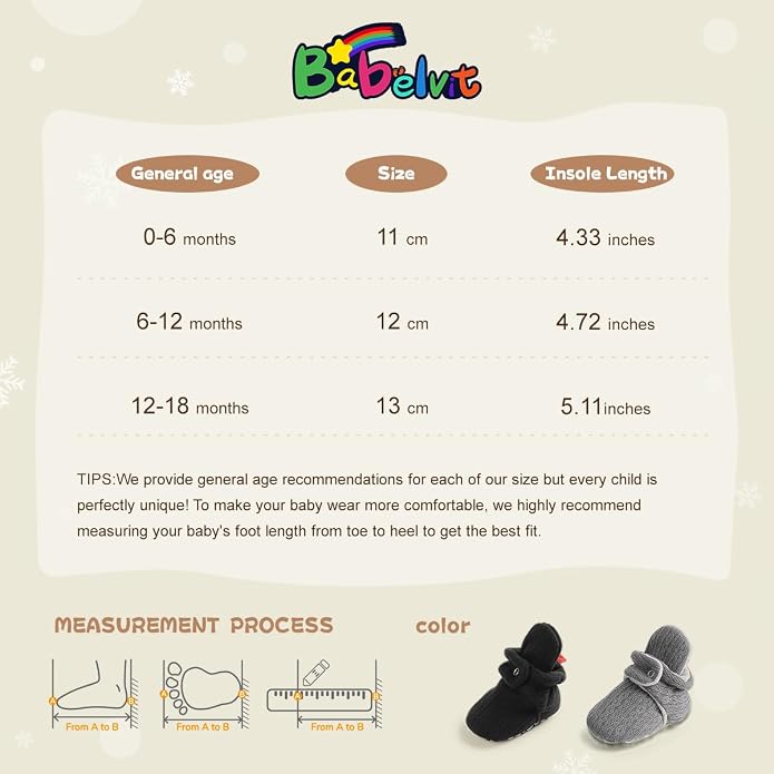 Babelvit Newborn Baby Boy Girl Soft Fleece Booties Stay On Infant Slippers - Image 6