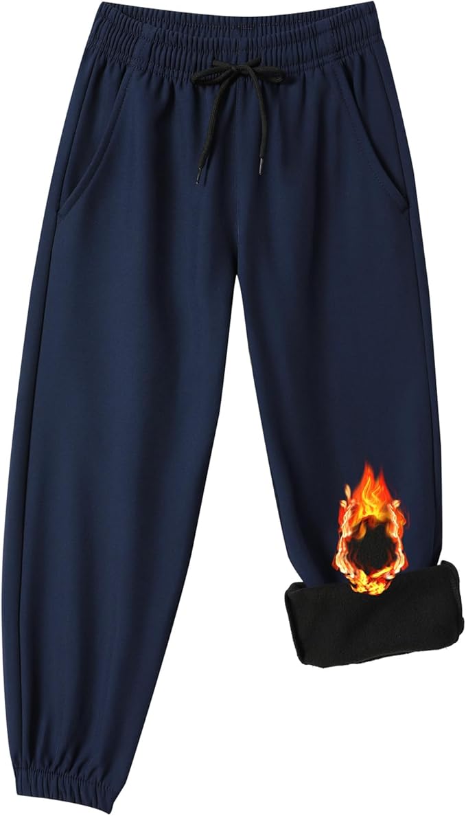 Toddler Fleece Lined Warm Joggers for Baby Boys Girls Thermal Winter Sweatpants Kids Hiking Pants