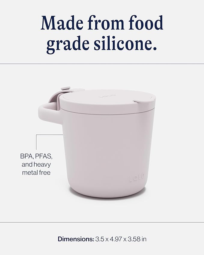 Lalo Snack Cup - Mess-Free Silicone Snack Cups for Toddlers & Babies with Detachable Lid, BPA-Free Baby Snack Containers, Fits Most Stroller & Car Seat Cup Holders, Dishwasher Safe, Lavender