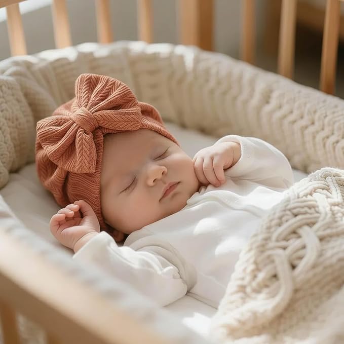 BQUBO Baby Turban Hats and Mittens Set Newborn Infant Hospital Hats Caps - Image 4