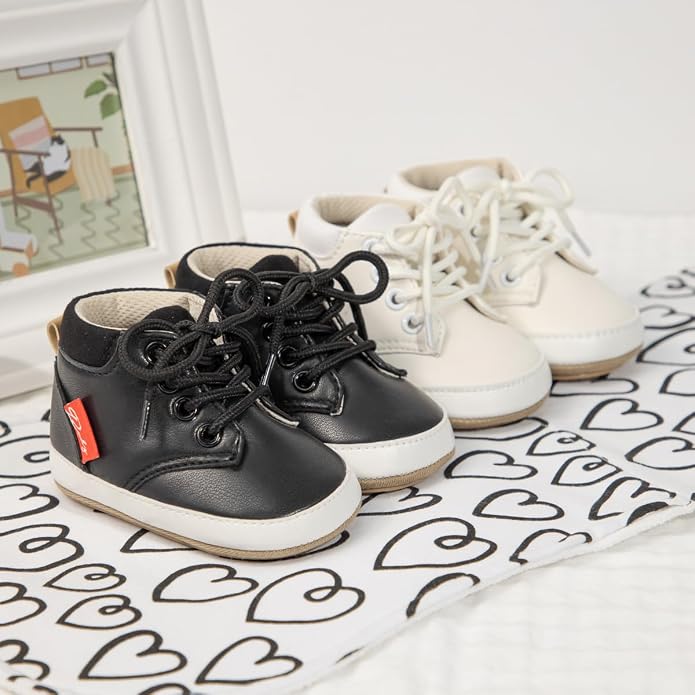 Meckior Toddler Baby Boys Girls High Tops Ankle Sneakers Soft Anti-Slip Sole PU - Image 3