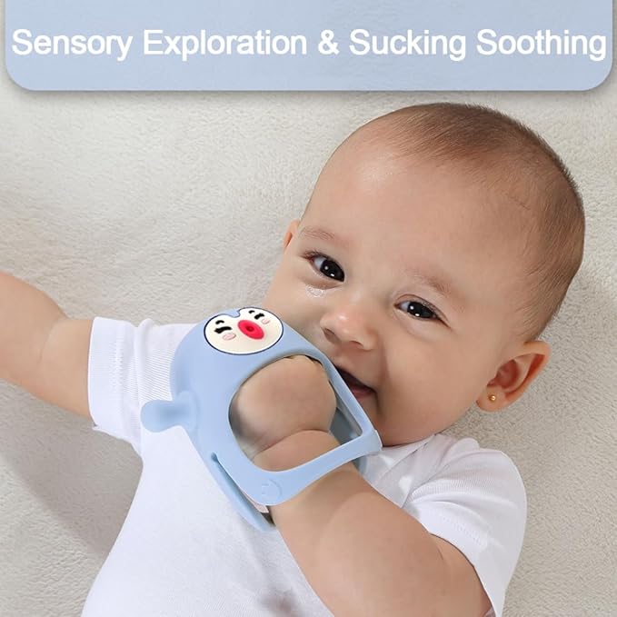 Smily Mia Shy Penguin Pencifiers for Breastfed Babies, Breastfed Essentials, Baby Essentials New Born Must Haves, Baby Pacifiers for 0-3,3-6,6-9Months Infants,Sky Blue