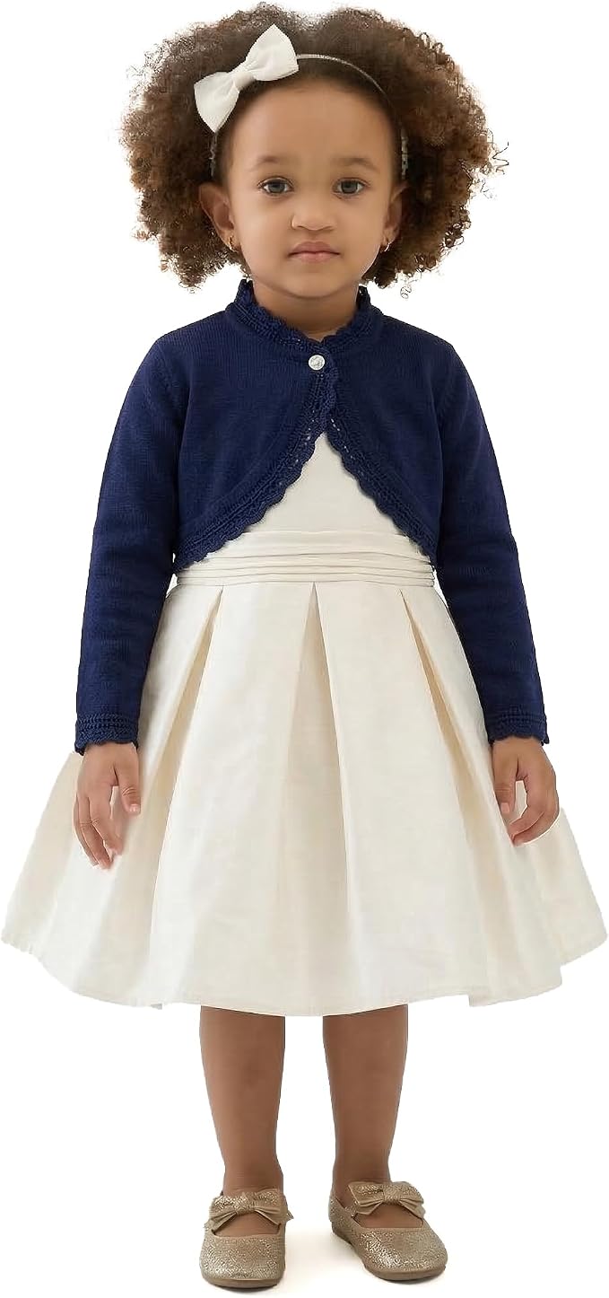 Lilax Little Girls' Knit Long Sleeve Button Closure Bolero Cardigan Shrug - Image 7