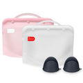 Silicone Microwave Steam Sterilizer Bag for Baby Bottles, Reusable Sterilizing Bag for Pump Parts and Toddler Accessories, Easy to Use Sterilizer Bags Perfect for Home and Travel, Pink& White (2PC)