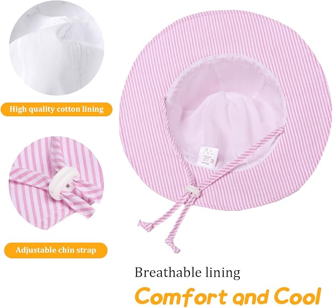 Baby Girl Sun Hat with UPF 50+ Outdoor Adjustable Toddler Beach Hat with Wide - Image 5