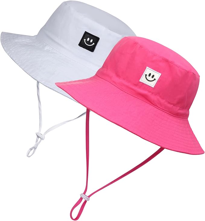 Baby Sun Hat Smile Face UPF 50+ Toddler Bucket Hat by MaxNova