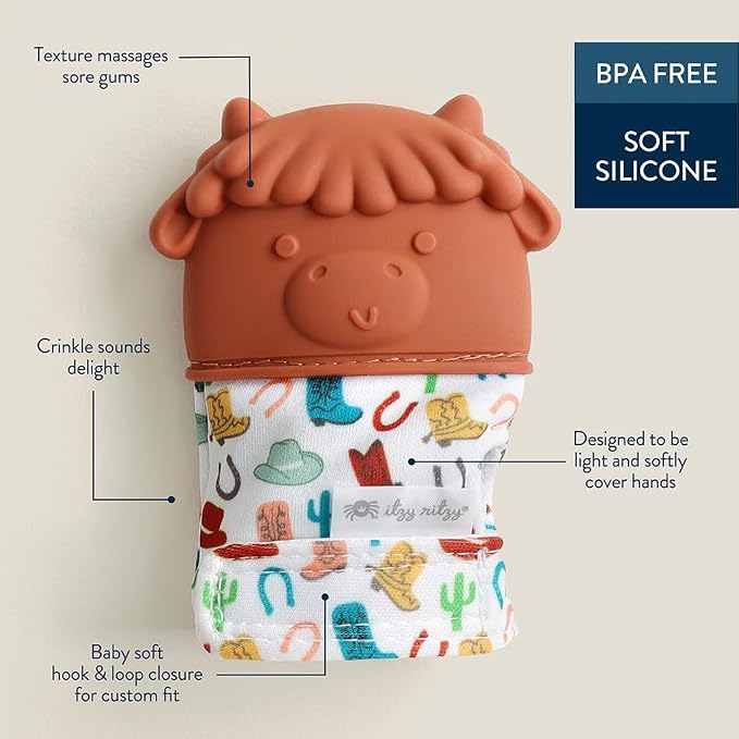 Itzy Ritzy Silicone Teething Mitt, Soothing Infant Teething Mitten - Image 3