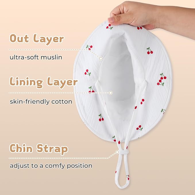 Leotruny Cotton Baby Sun Hat: Muslin Adjustable Bucket Hat - Image 3