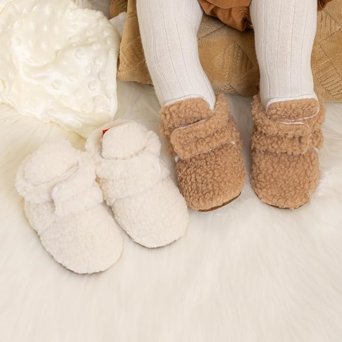 Babelvit Newborn Baby Boy Girl Soft Fleece Booties Stay On Infant Slippers - Image 2