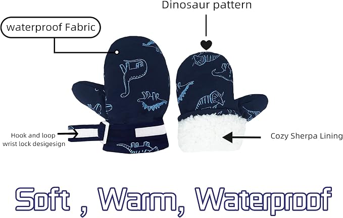 Toddler Gloves Kids Mittens Winter Warm Lined Fleece Gloves Waterproof Snow - Image 3