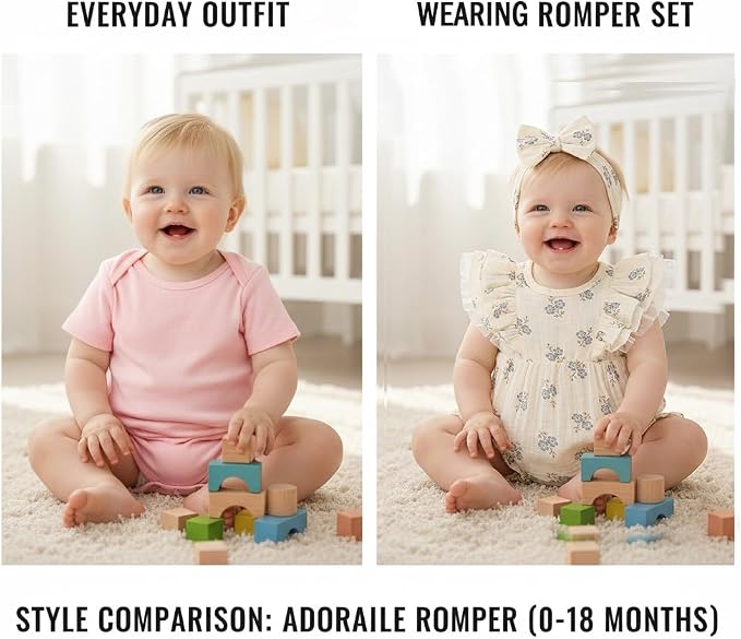 TITKKOP Ruffle Bubble Romper for Baby Girl | One-Piece Shorts Jumpsuit | Summer - Image 6