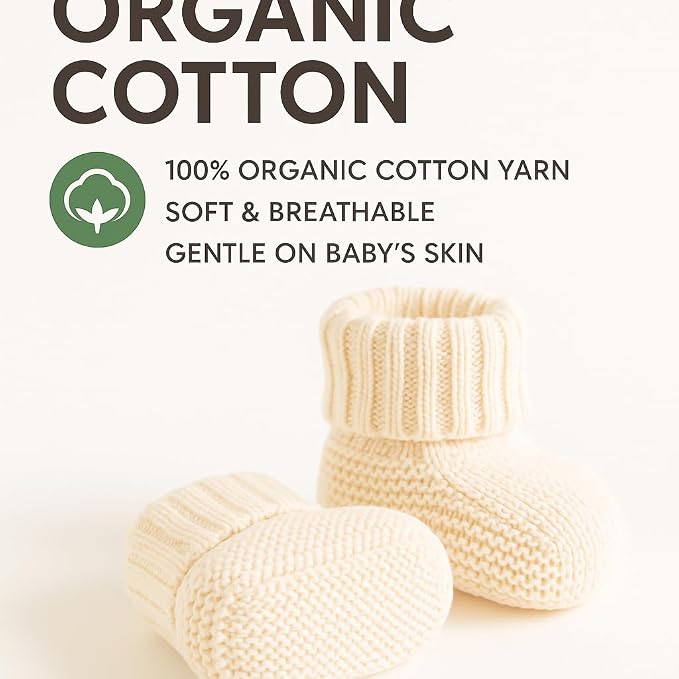 Kitikate Organic Knit Baby Booties – 100% Cotton Yarn, Soft & Comfortable - Image 5