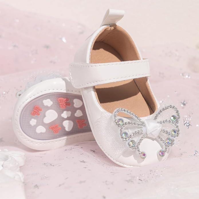 Meckior Infant Baby Girls Soft Sole Bowknot Princess Wedding Dress Mary Jane - Image 4