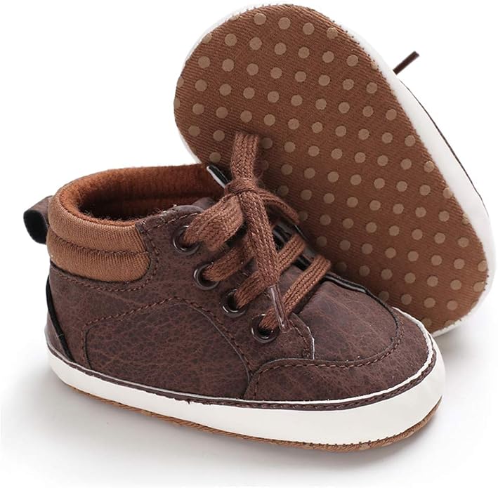 Meckior Toddler Baby Boys Girls High Tops Ankle Sneakers Soft Anti-Slip Sole PU by Meckior