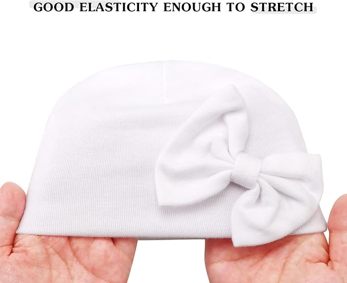 BQUBO Newborn Girls Hats Baby Hat and Mittens Set Infant Caps Bow Hospital - Image 8