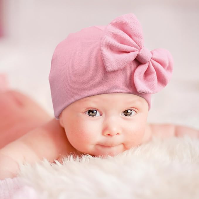 Newborn Baby Hats and Mittens Set Infant Bow Beanie Cap Toddler Gloves Newborn - Image 7