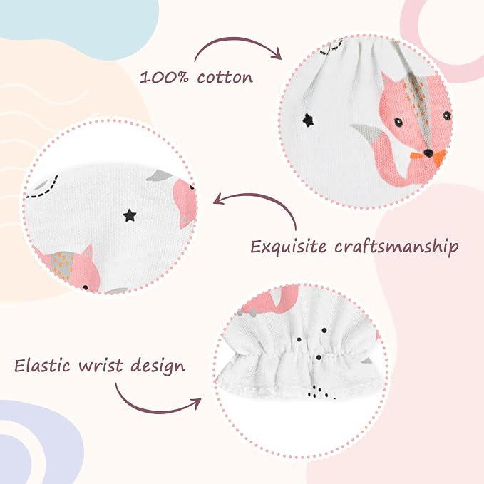 8 Pairs Newborn Baby Mittens No Scratch, Cotton Infant Baby Gloves Newborn - Image 3