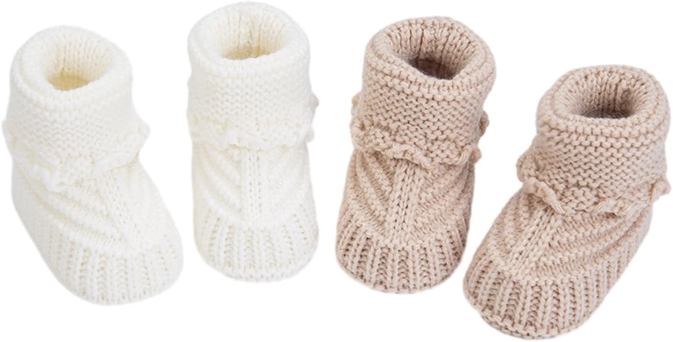 Baby Booties, Newborn Walking Shoes, Infant Hand Crochet Knit Cotton Sock by Unknown